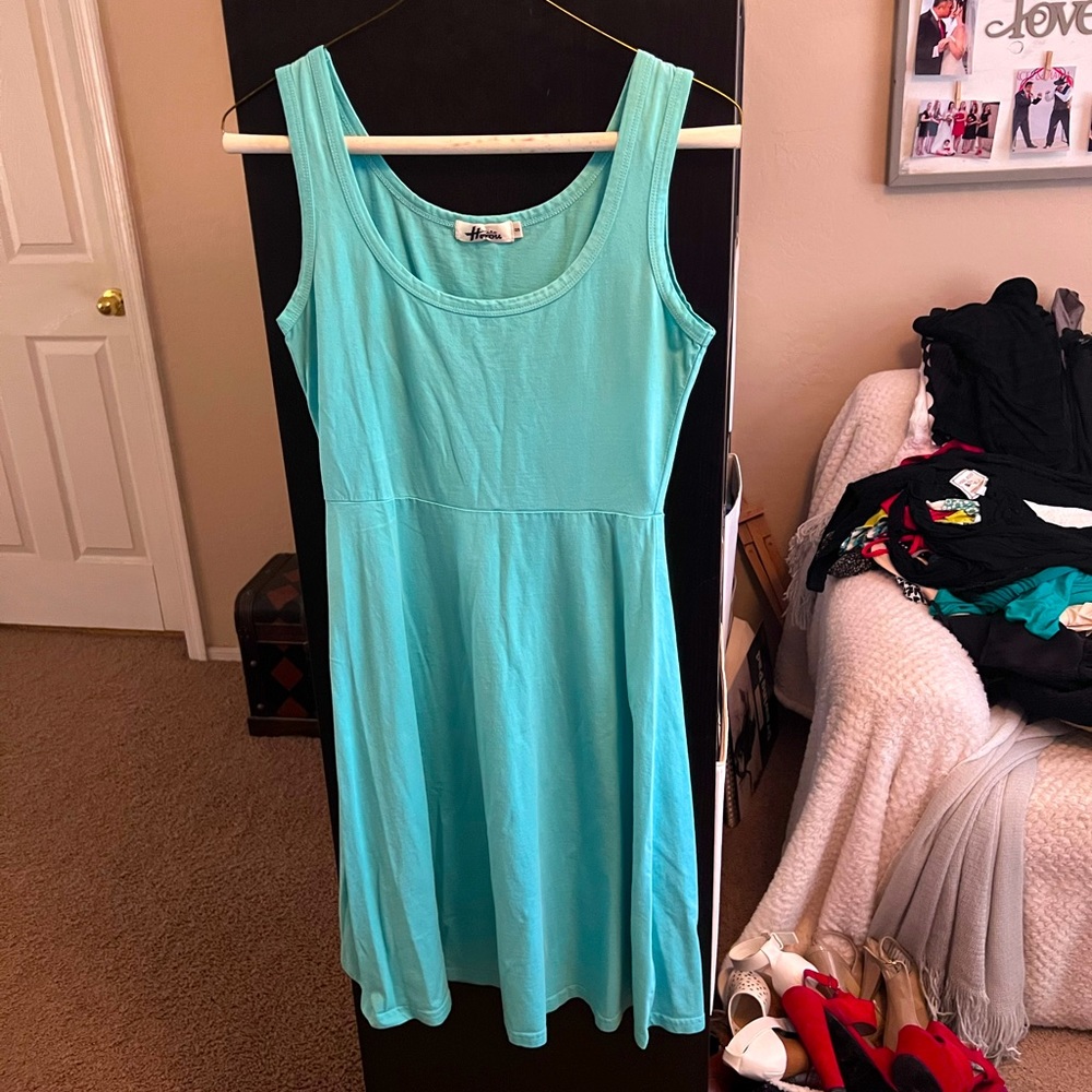 Fit and flare teal dress